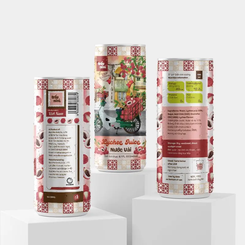 Вьетнамский тропический фруктовый сок личи с естественным вкусом и хорошими продуктами, 240 мл в банке из Вьетнама