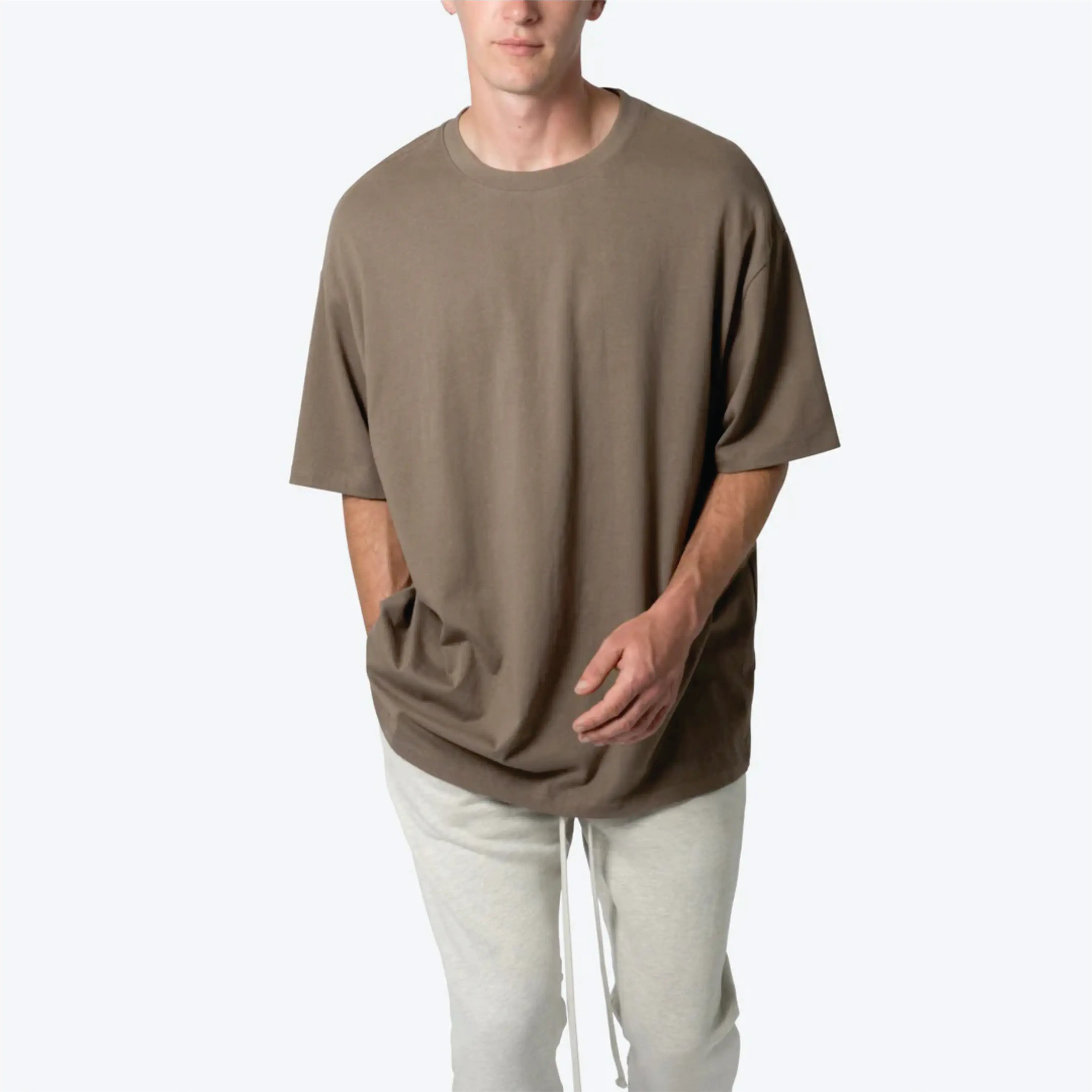 Hot Selling Relaxed Fit White Cotton Tshirts With Front Pocket 100% Cotton Drop Shoulder style made in Pakistan