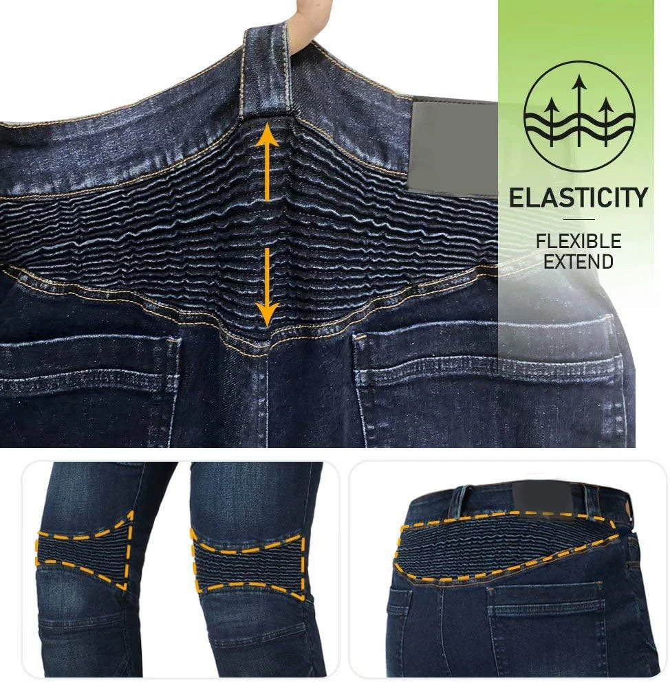 Motorcycle Dirt Bike Pants CE Armored Motocross Riding Gear Jeans Motorbike Adventure Touring Kevlar Pant