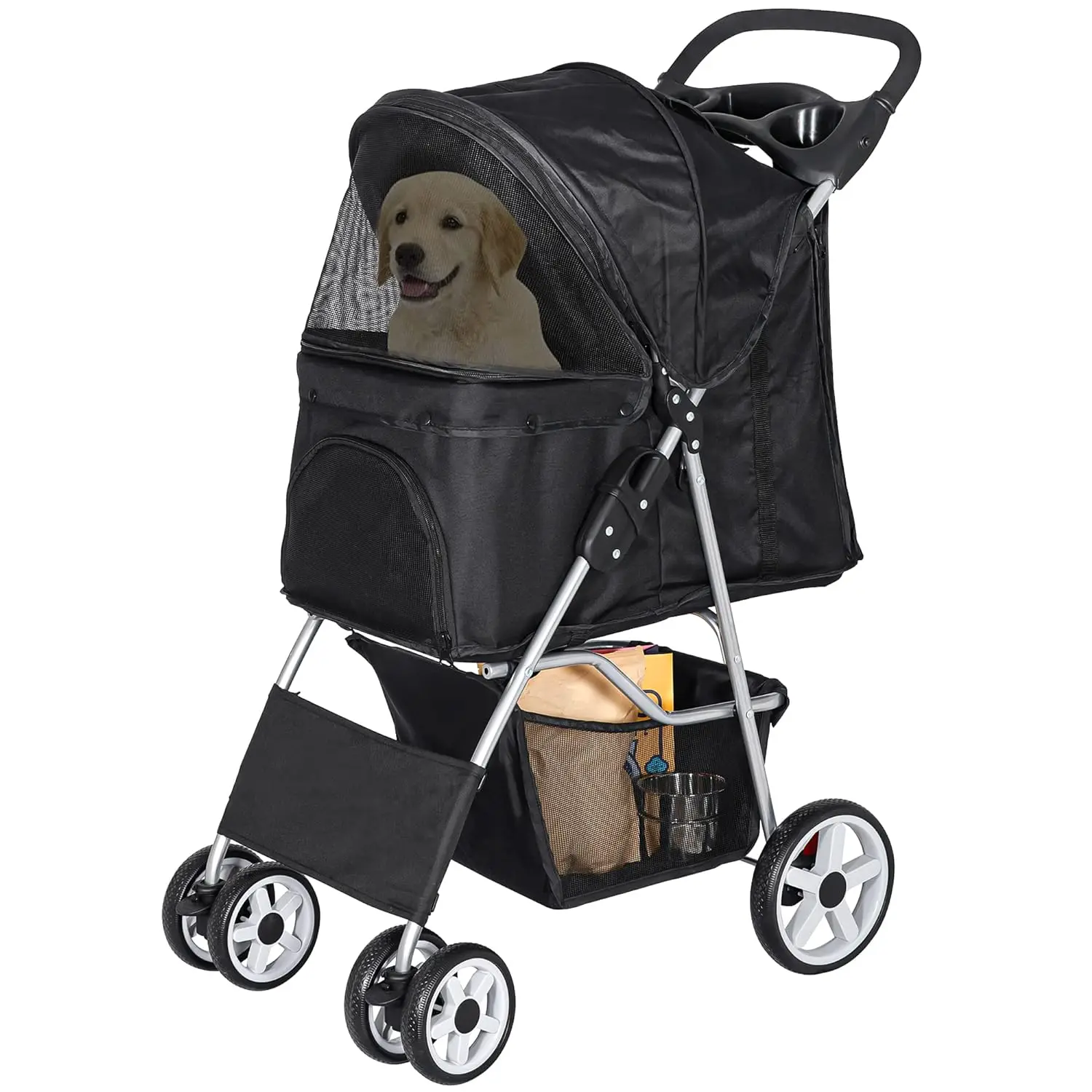 TH-PSP-427 FOB price Dog Stroller for Medium Small Dogs Foldable Pet Stroller Kitty Puppy Stroller with Storage Basket