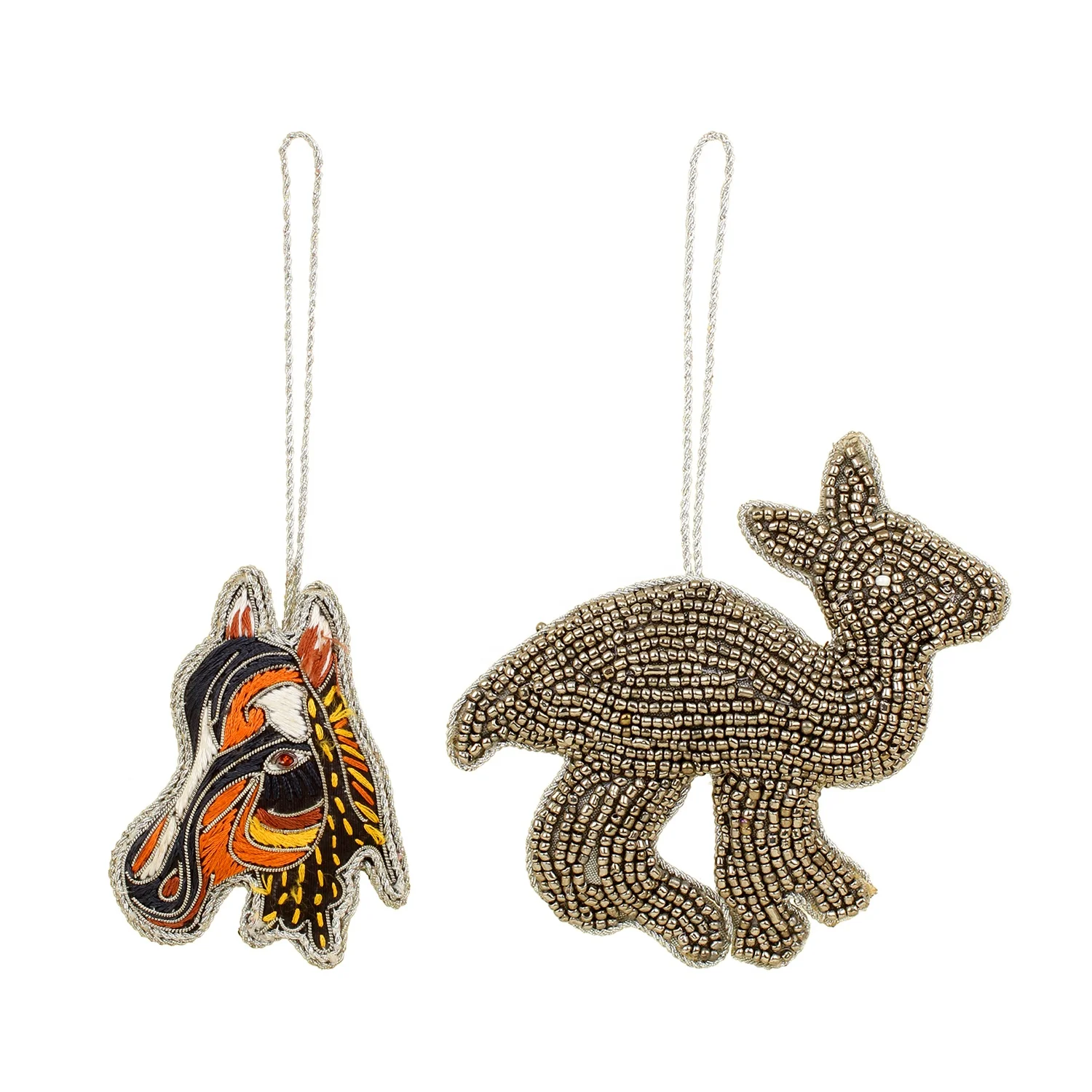 Handmade Embroidered Beaded Velvet satin Christmas Decorations Ornament Santa  Socks  Giraffe Elephant hut Customized Wholesale