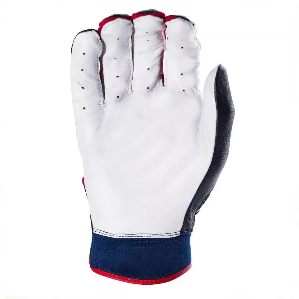 Best Selling Synthetic Leather baseball batting gloves Goat leather batting gloves extra long wrist strap adult batting gloves