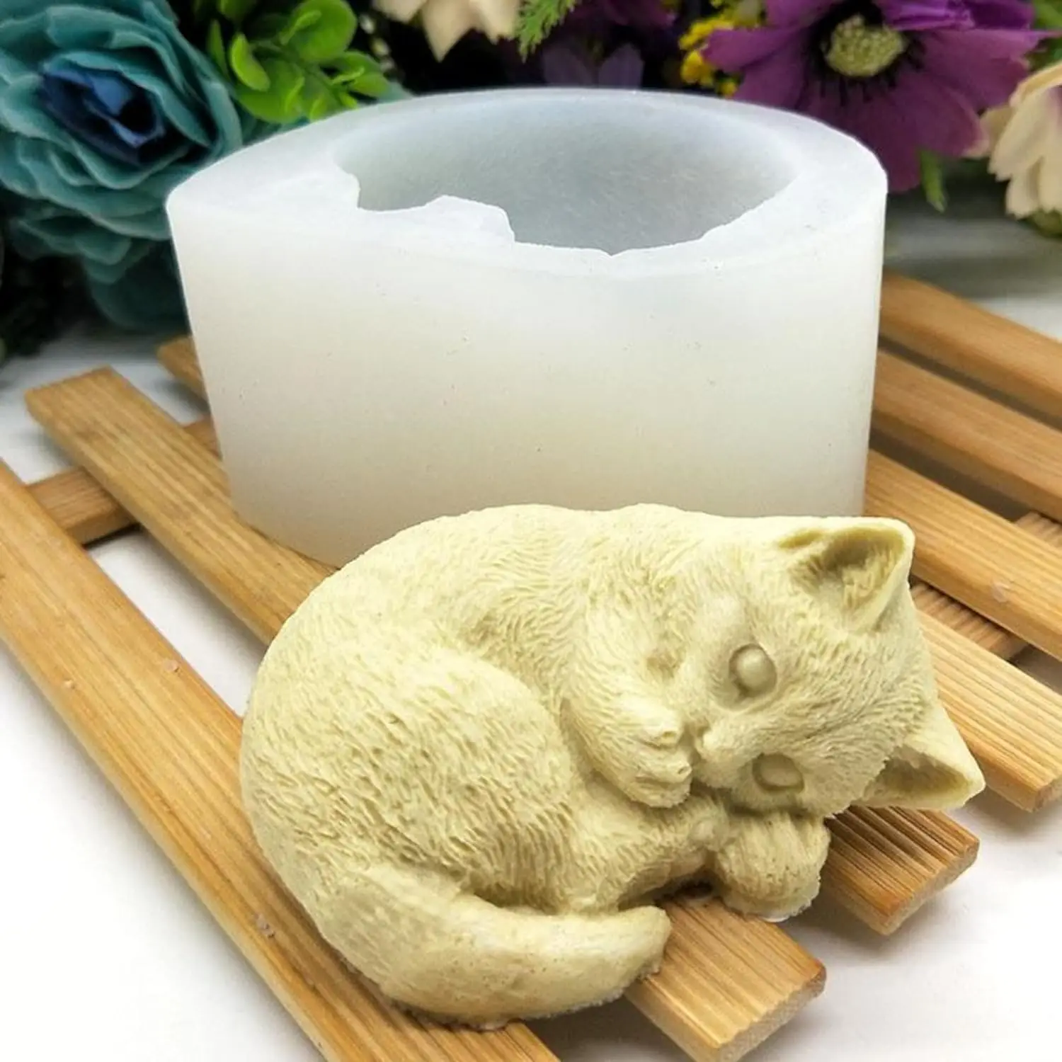 3D Cat Silicone Candle Mold Cute Kittens Styles DIY Handmade Crafts Making Wax Soap Aromatherapy Gypsum Epoxy Resin Mold