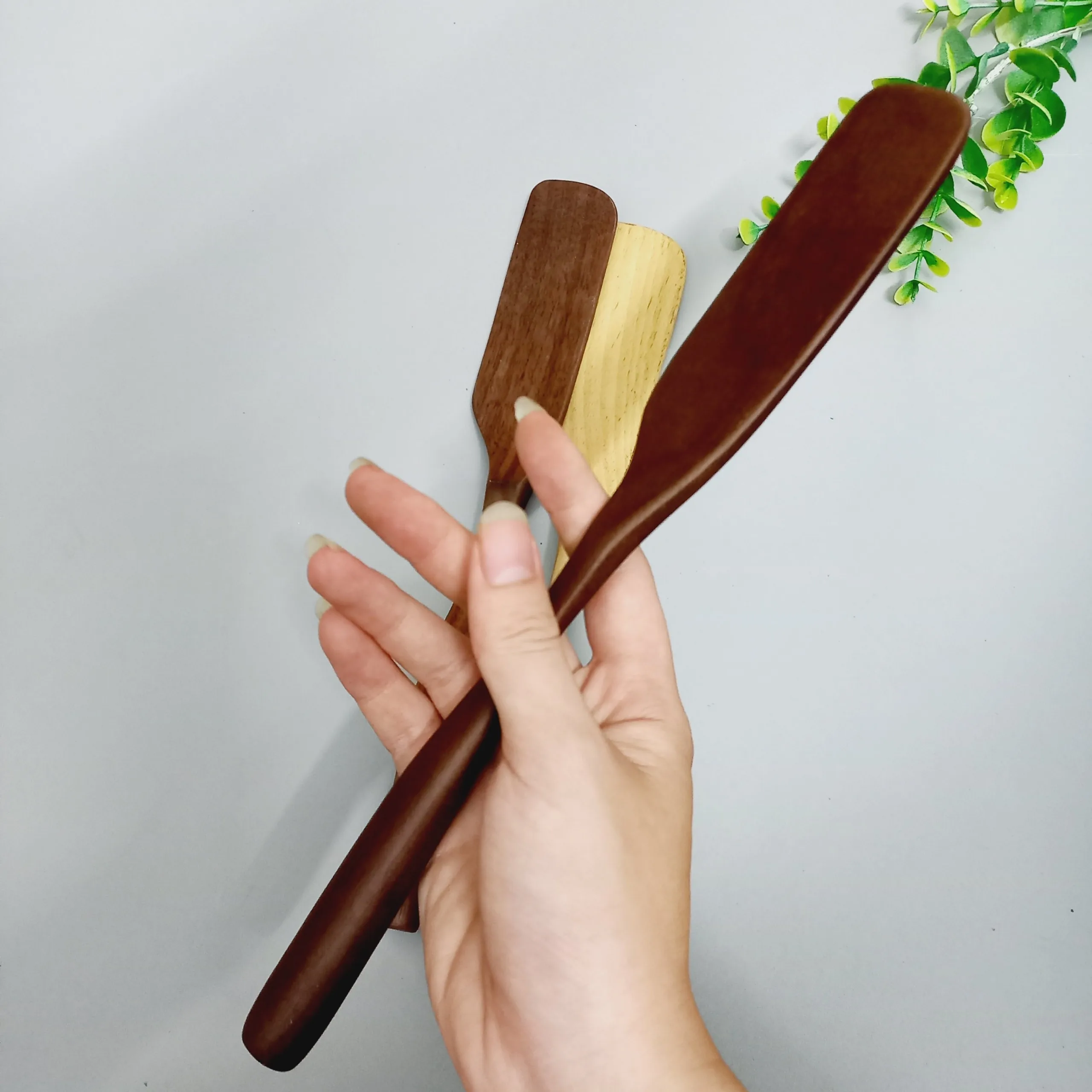 Kitchen Utensils Eco-Friendly Wooden Sandwich Condiment Knives Spatulas Peanut Jelly Cream Cheese Jam Spreaders Knife Walnut