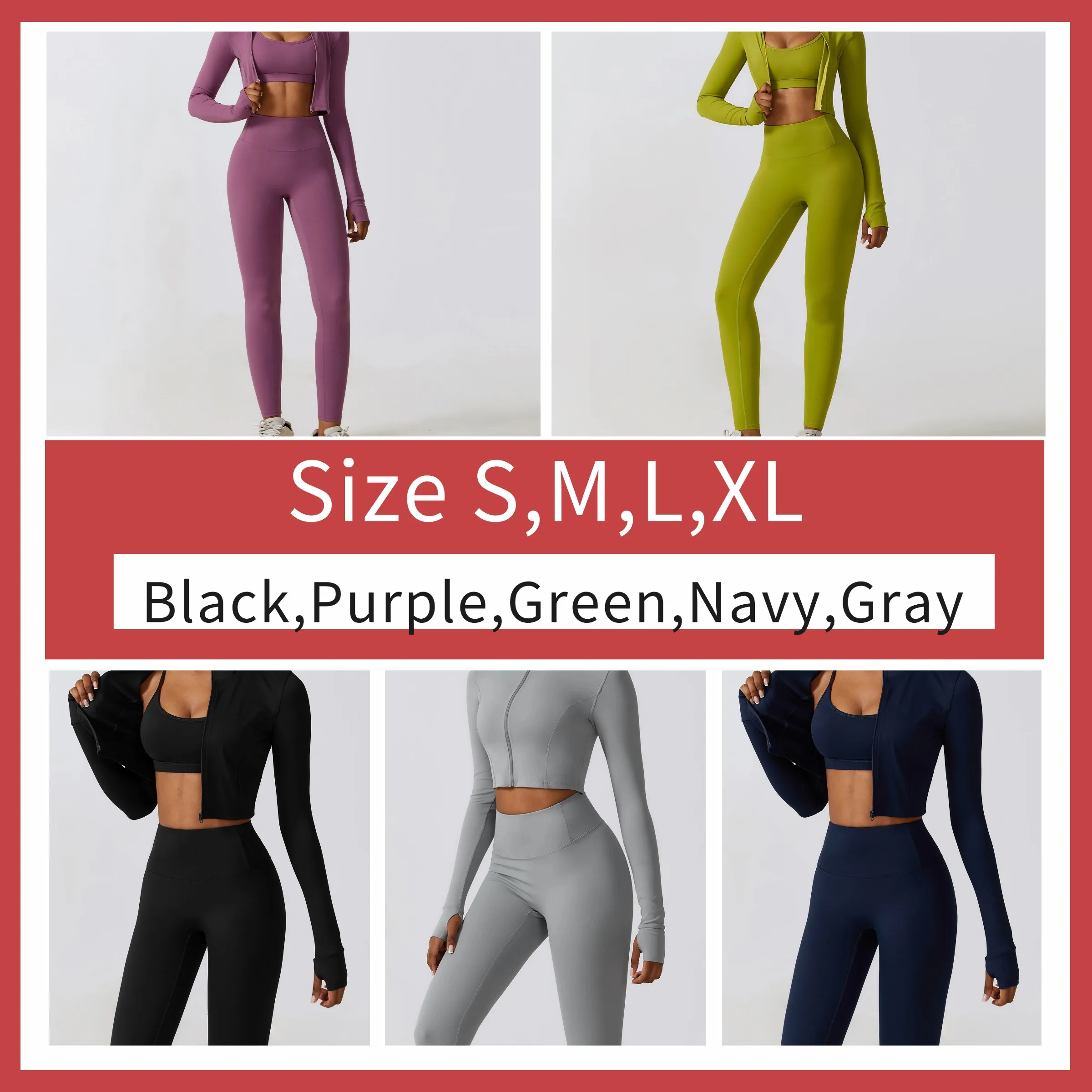 Gym 3 PCS Sports Yoga Suit For Women fitness Seamless Yoga Set With Zipper Yoga Long Sleeve Gym Seamless Activewear