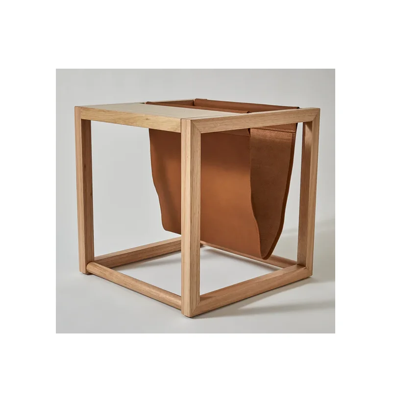 Classic Style Top Selling natural Wood & Leather Magazine Rack Newspaper Display Holder & Rack Used In Stores/Shop /Library