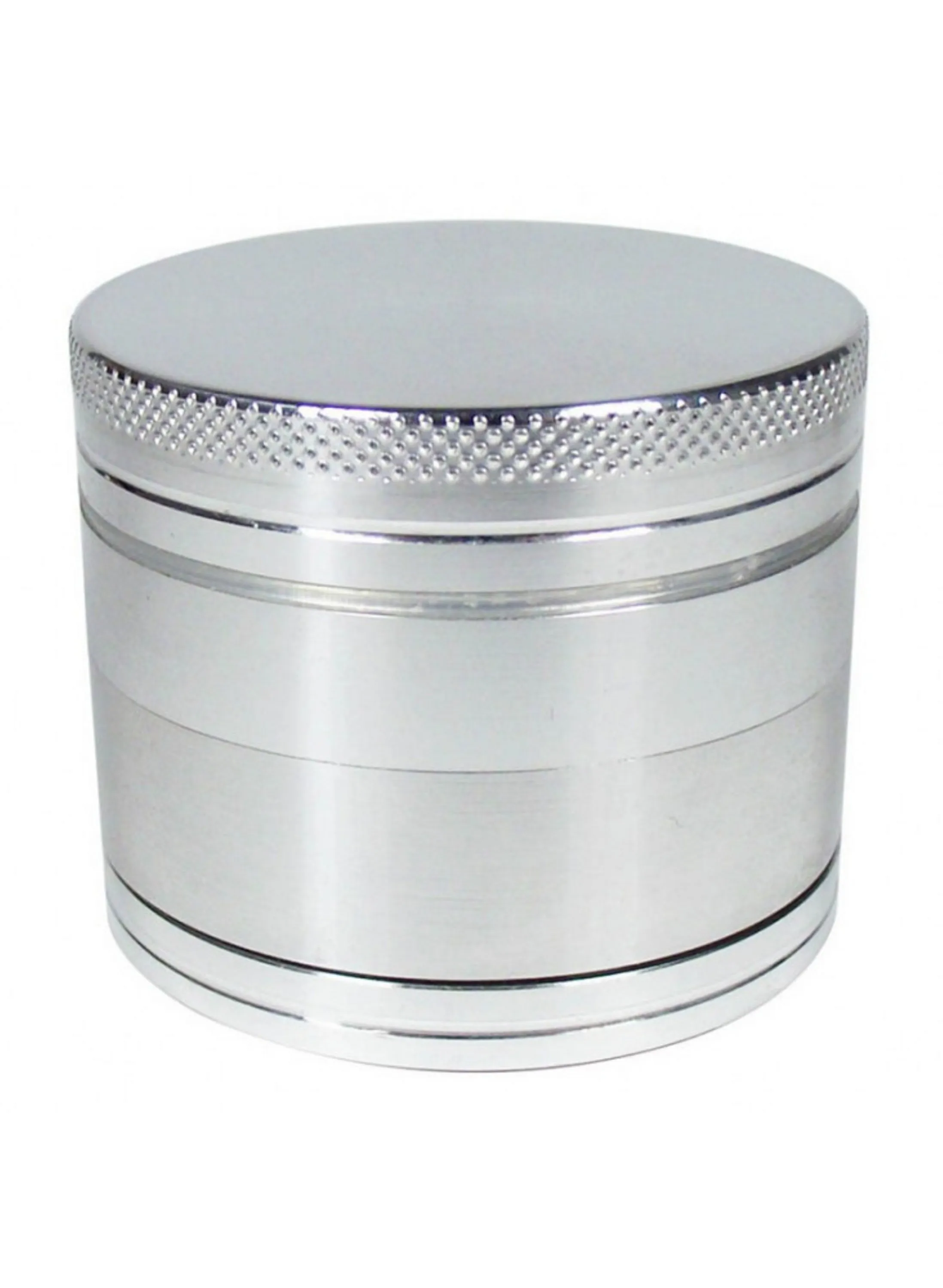 Aluminium CNC Herb Grinder 50mm 4-Part Silver Crusher Diamond Shaped Teeth for Smooth Grinding Experience Manufacturer India