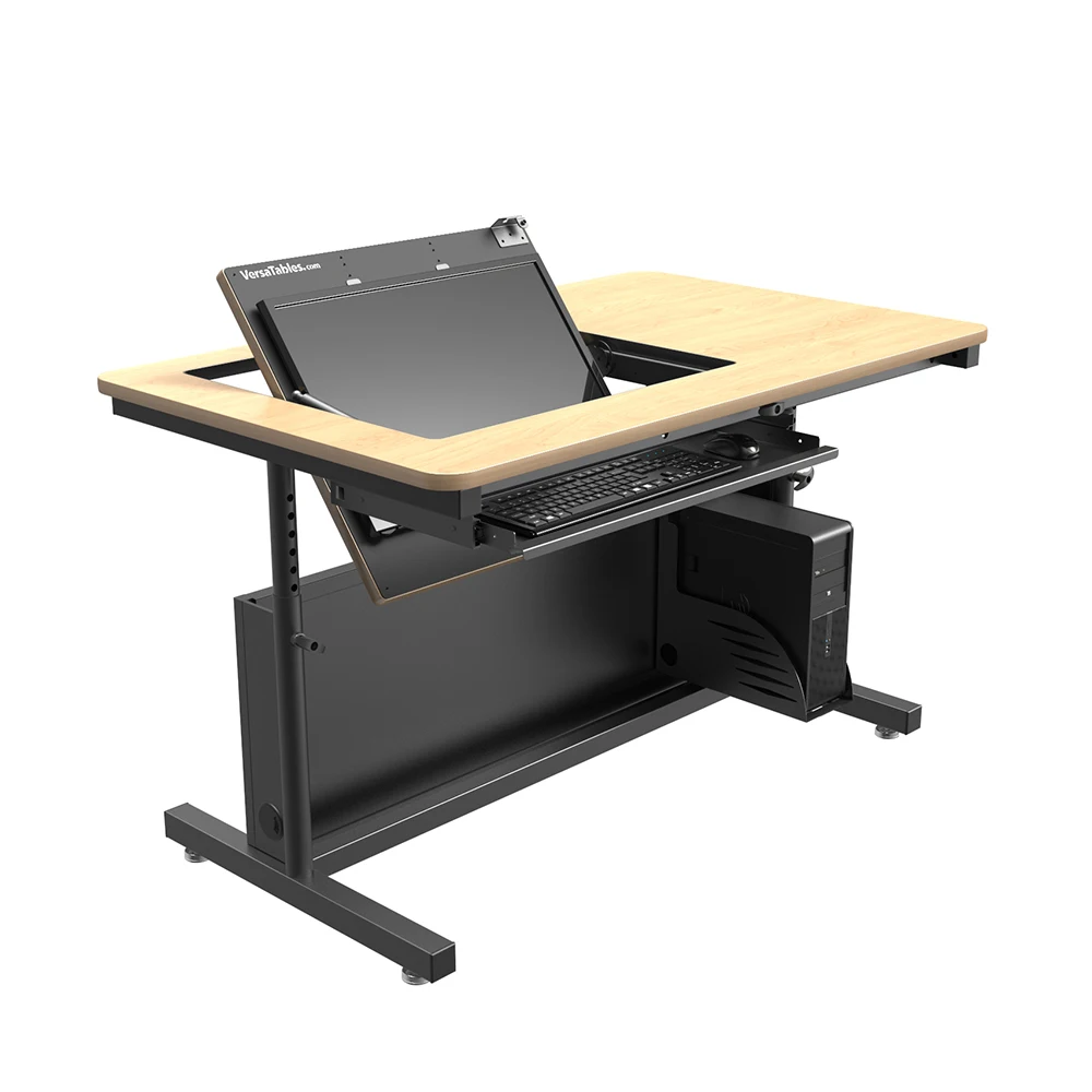 VersaDesk Revolution Adjustable Height Computer Desk  Black/Maple