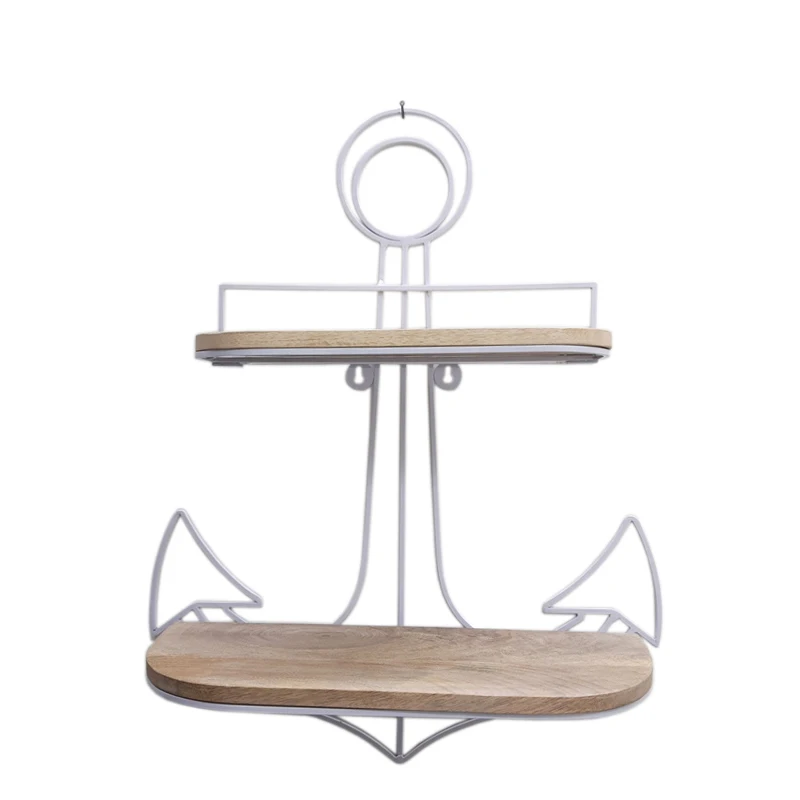 Уникальная декоративная полка в форме якоря из железа и дерева белая европейская настенная натурального украшение для дома гостиной