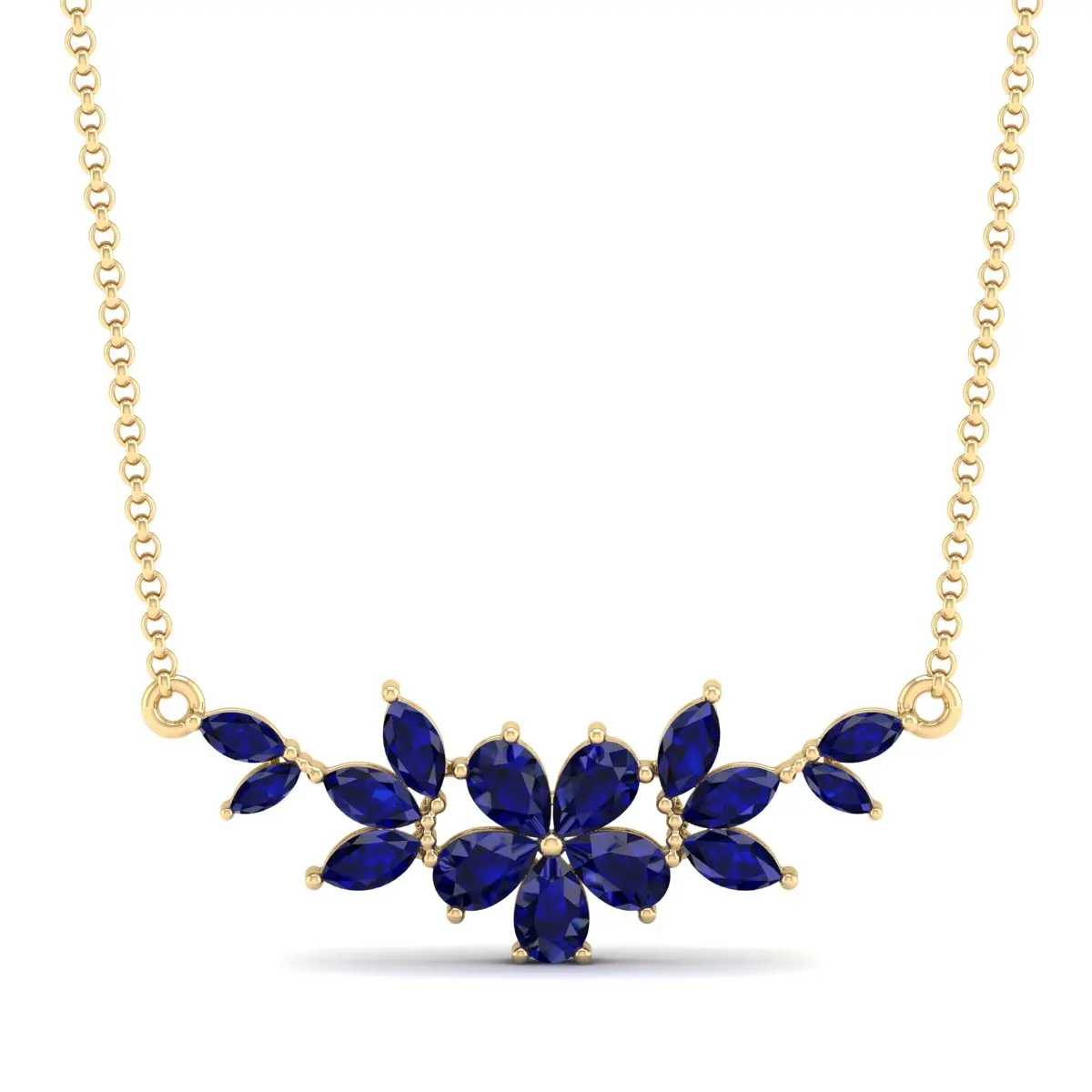 REYES Fashionable Style Blue Sapphire Gemstone in 14K 18K 22K Gold moissanite Pendant Geometric Vintage Designer Women jewelry