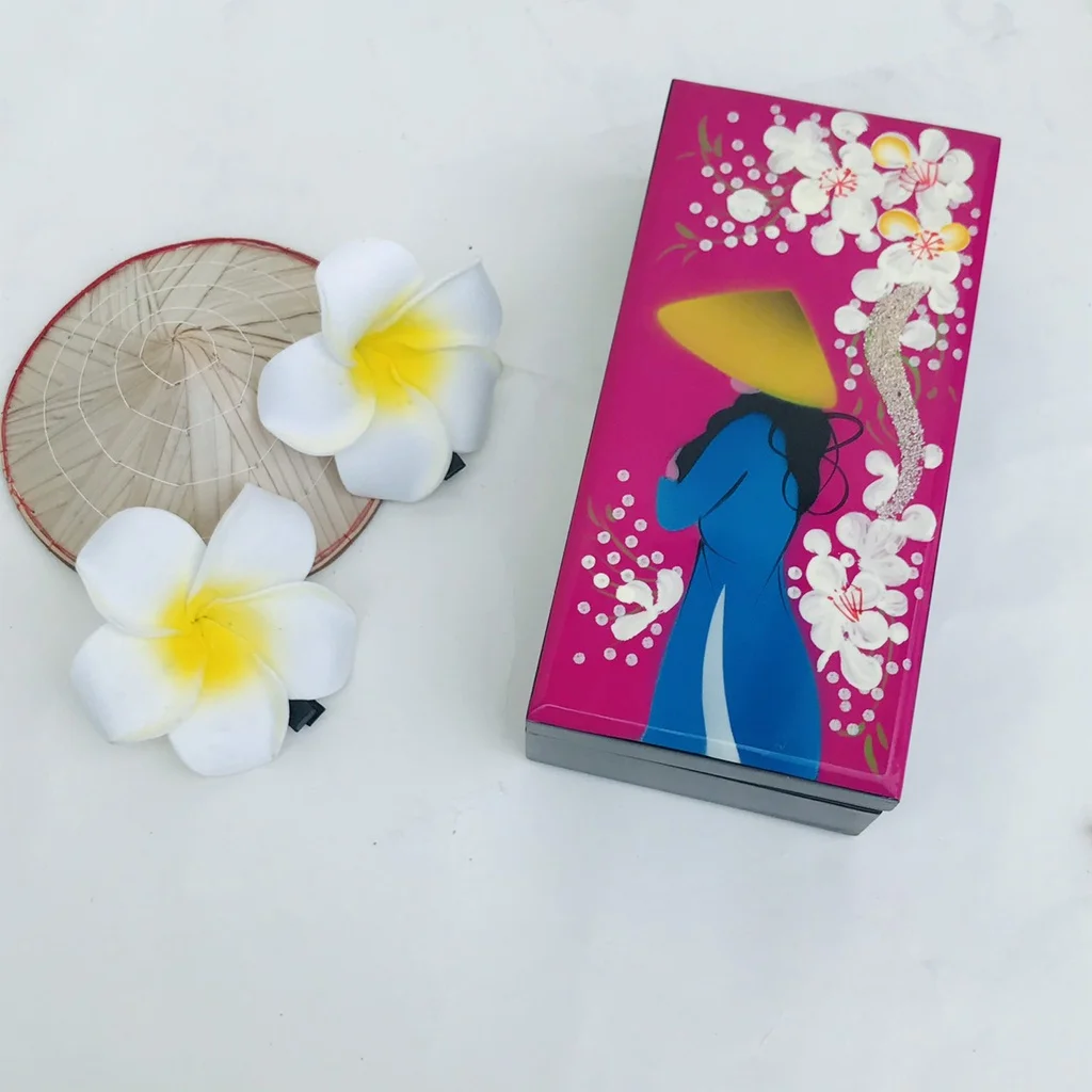 Vietnam lacquer velvet wooden painted handmade jewelry box organizer custom size and design private branding