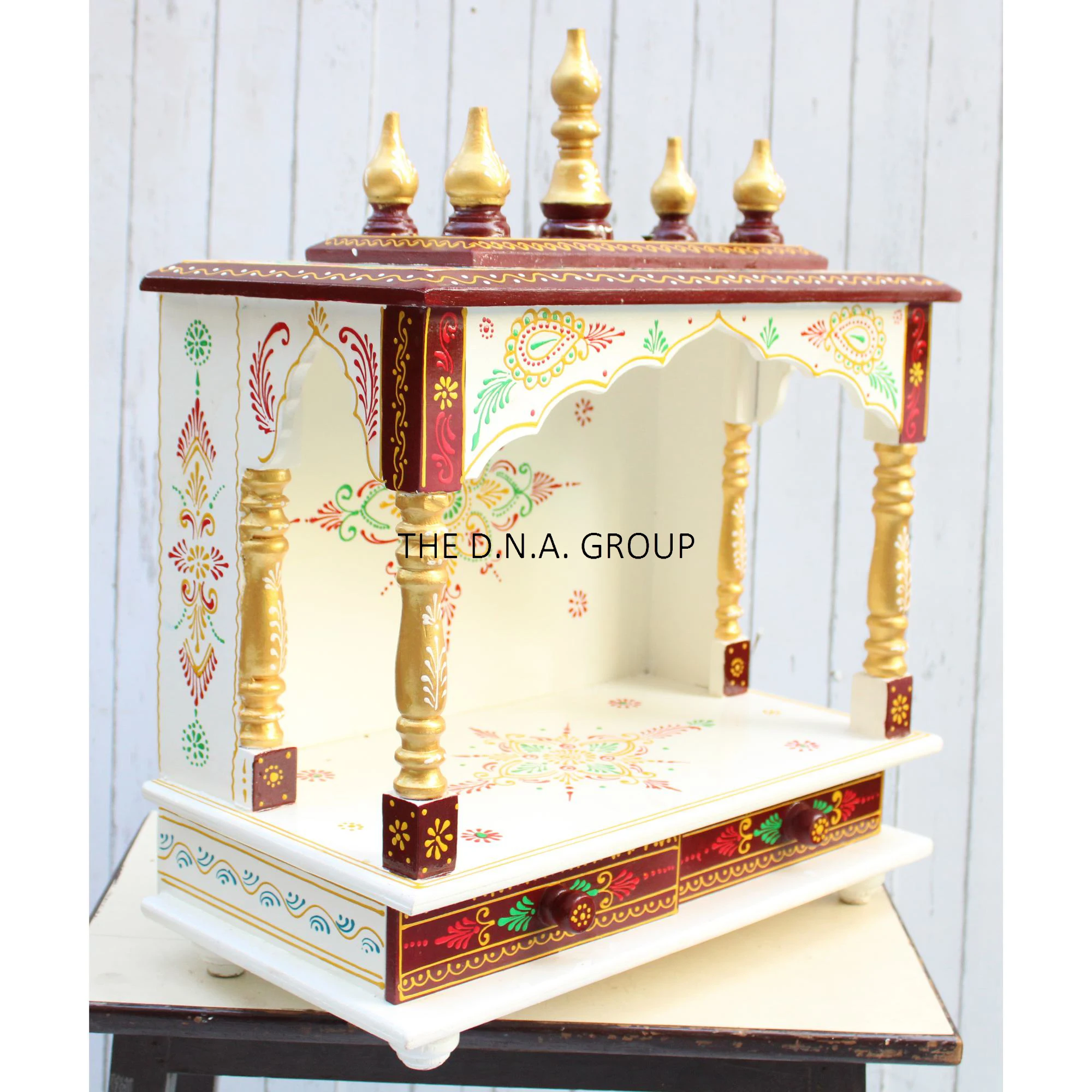 High quality wooden handpainted wooden pooja ghar temple for gift purpose Indian design mandir