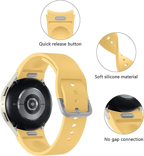 COOLYEP Comfortable 20mm Silicone Watch Band Replacement Strap for SamSung GaLaxy Watch 4/5/6 silver buckle Sport Watch Band