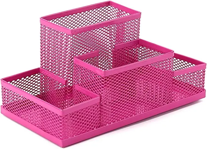 Metal desk mesh organised Pink Powder Coated desk organised Metal desk Home Office Pen Pencils Holder