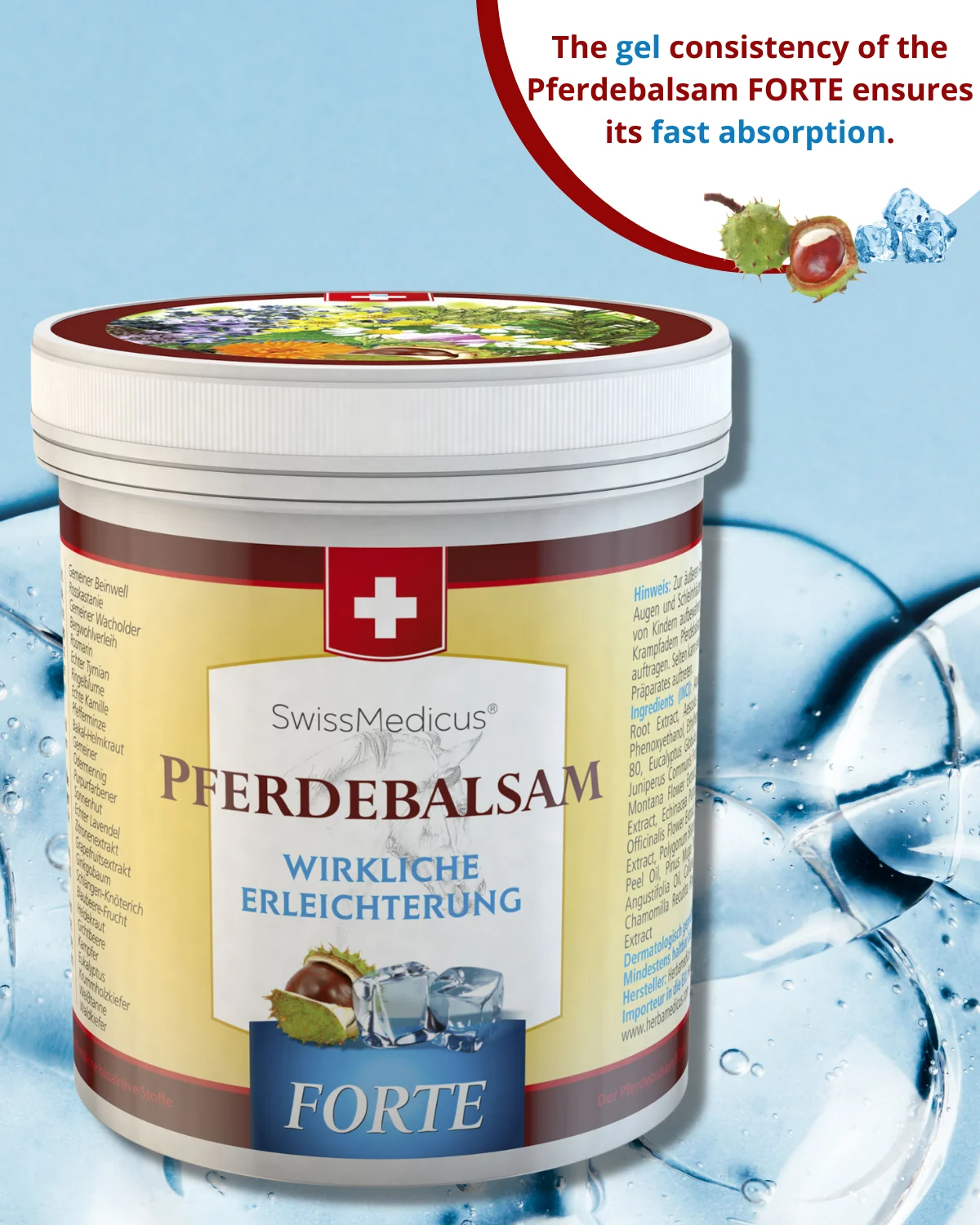 Amazon Best Seller SwissMedicus Pferdebalsam FORTE extra strong cooling, relief for heavy legs, Swiss quality, Menthol 500 ml