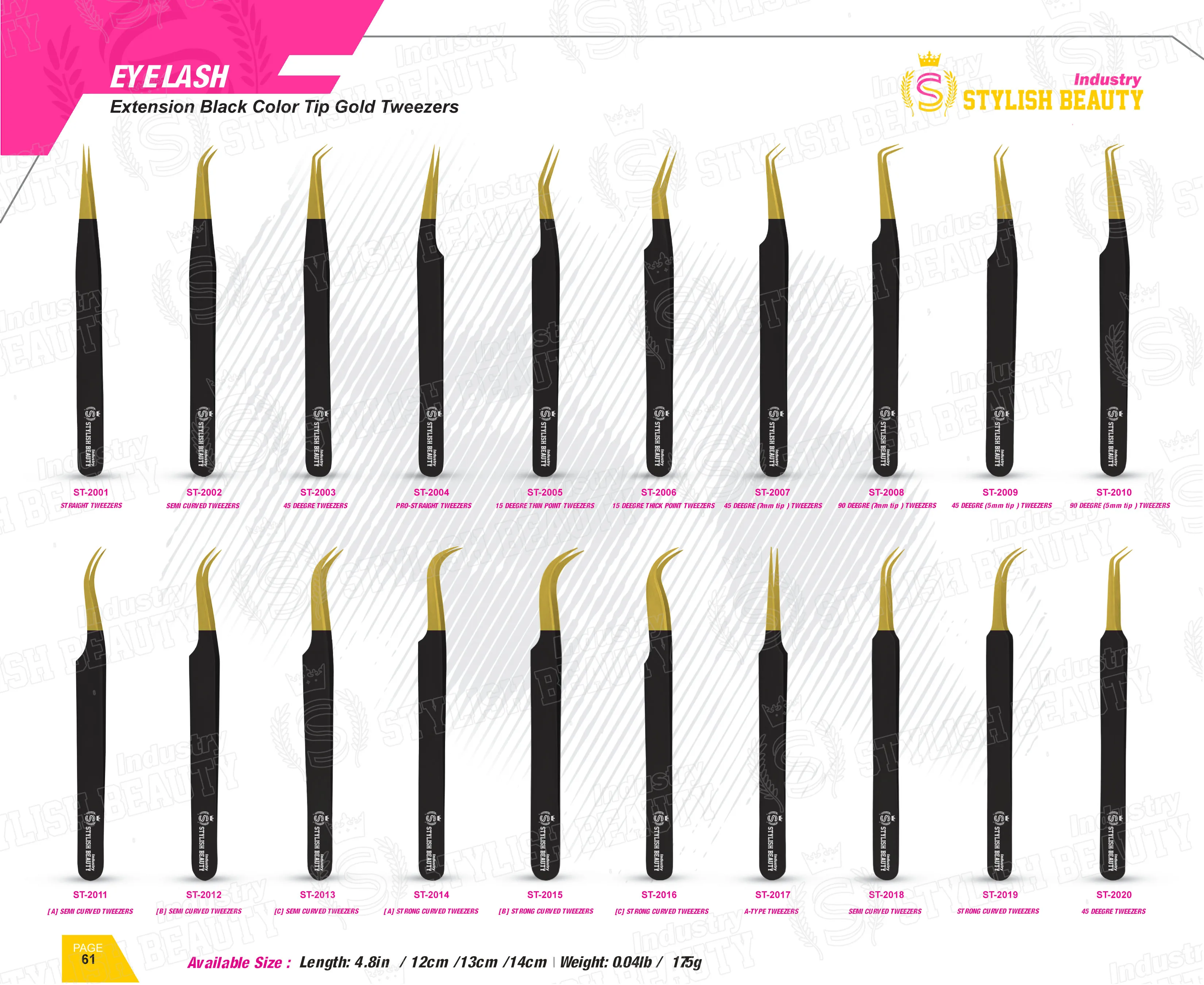 False Lash Application Tools Japanese stainless steel lash tweezer with customized packing eyelash tweezers set