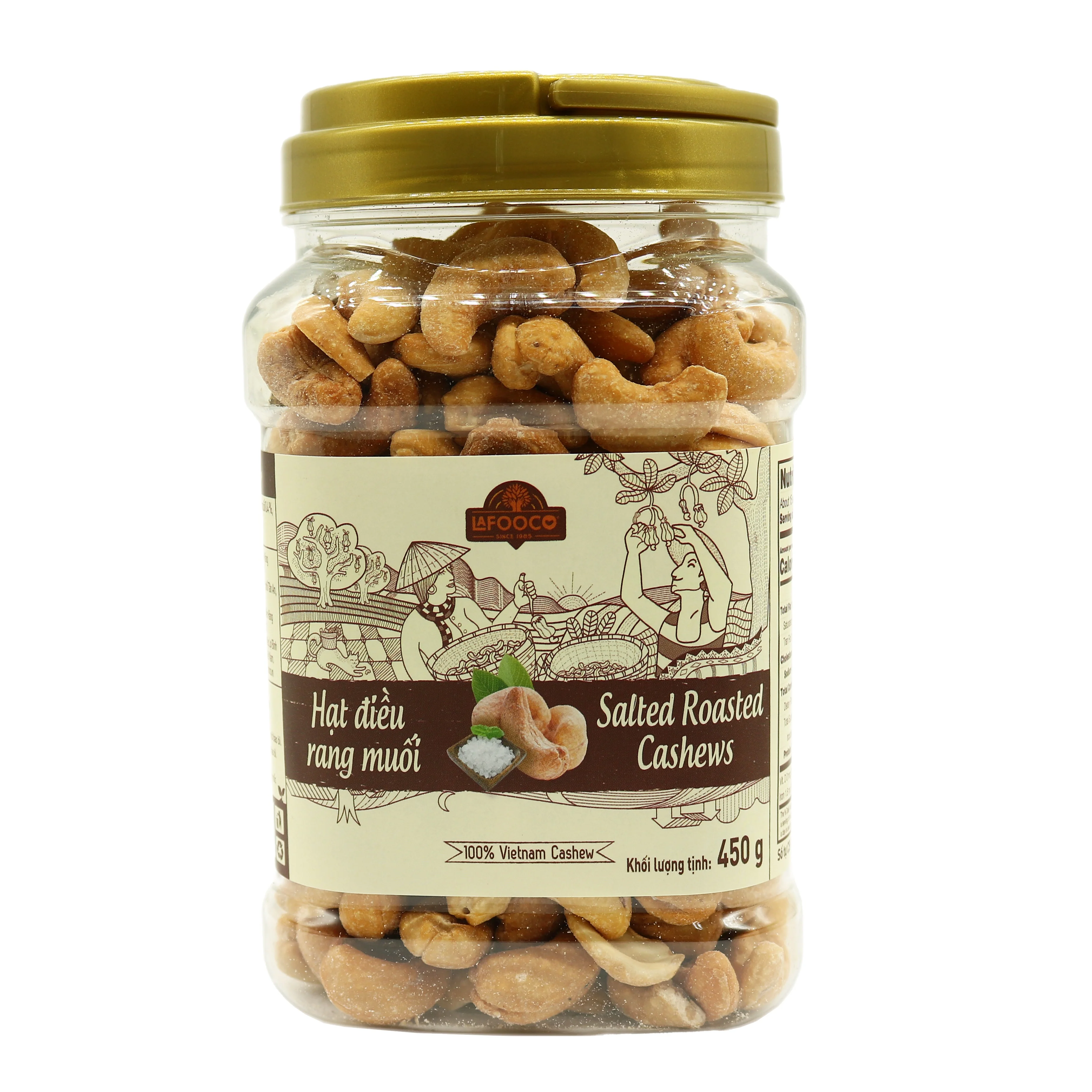 Salted Roasted Vietnam Cashews 450g LAFOOCO plastic jar Best Price Healthy nuts w320 Free Sample