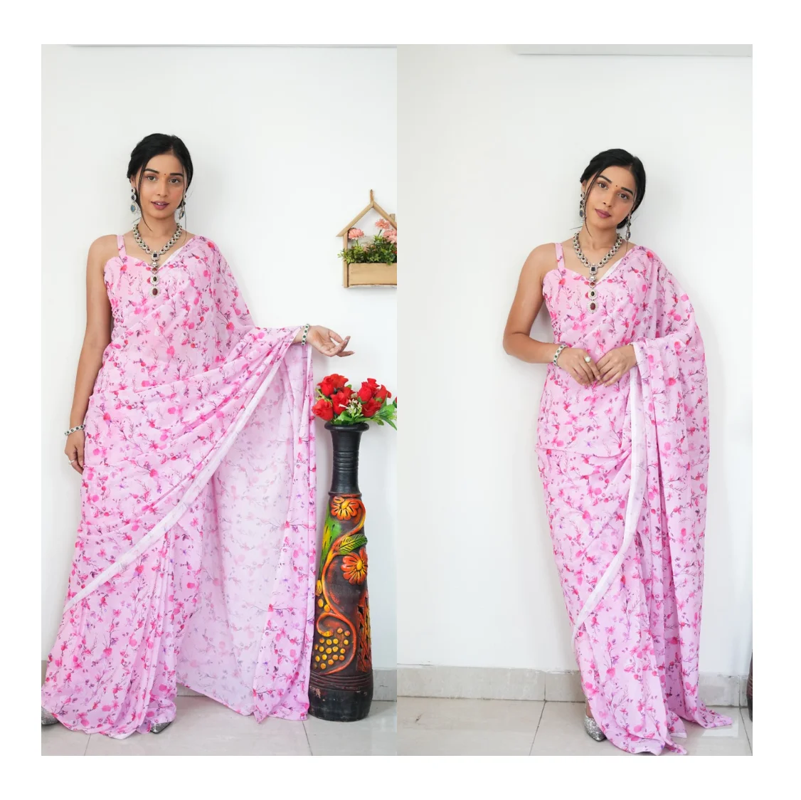Premium Quality Fashionable Georgette Printed Saree in Bright and Bold Colors Ideal for Festive Celebrations and Daily Wear
