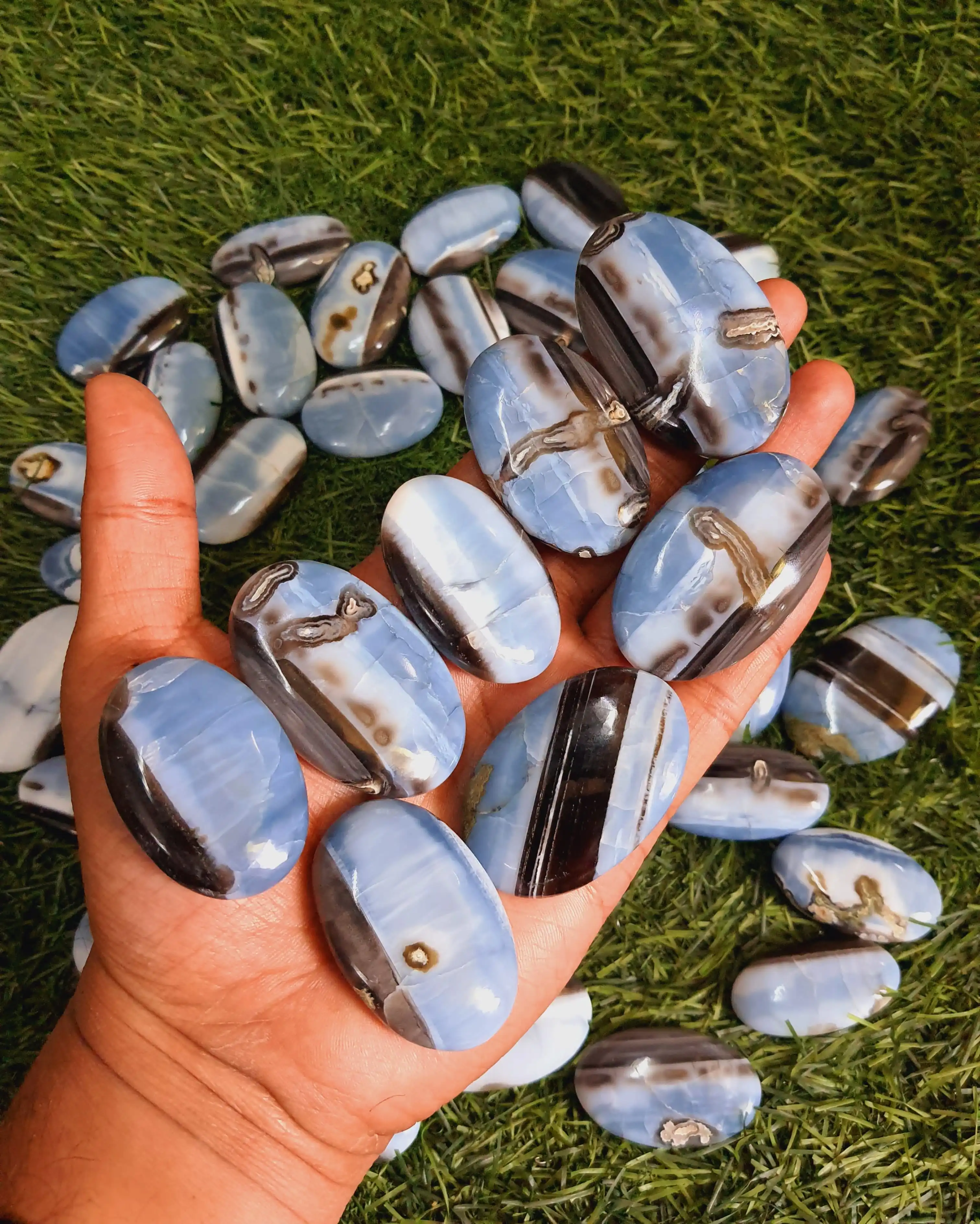 owyhee blue opal palmstone crystals chakra healing energy for decoration hand carving and hand polish bulk sale