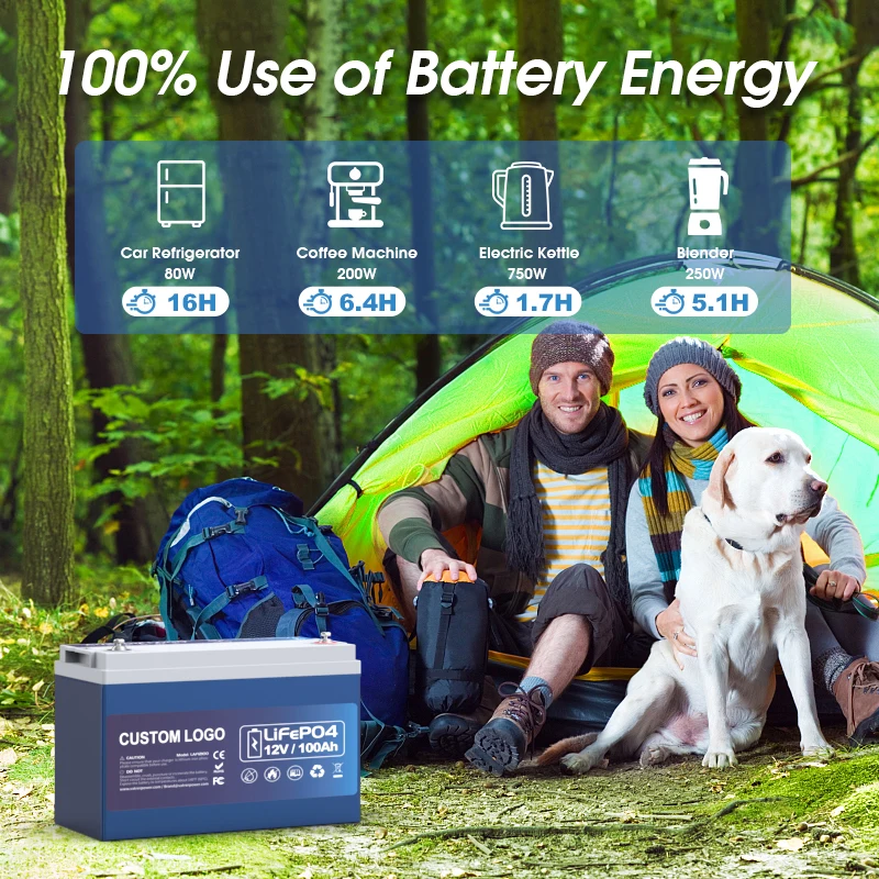 12V 100ah Lithium Ion Lifepo4 Battery Pack Deep Cycle Rechargeable Power Tools Toys Boats LFP High Capacity Lithium Battery