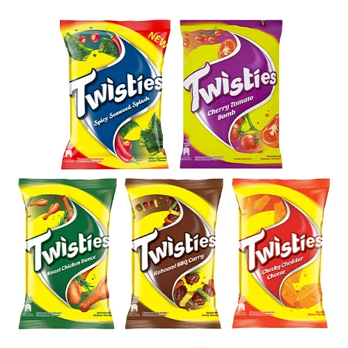 TWISTIES CHEEKY CHEDDAR CHEESE FLAVOUR 140G FLAVOURED CORN SNACKS FOODS WHOLESALER MALAYSIA