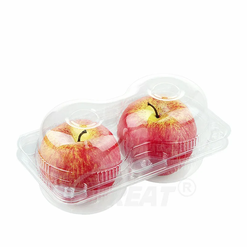 Two piece PET material plastic apple shape fruit box clamshell