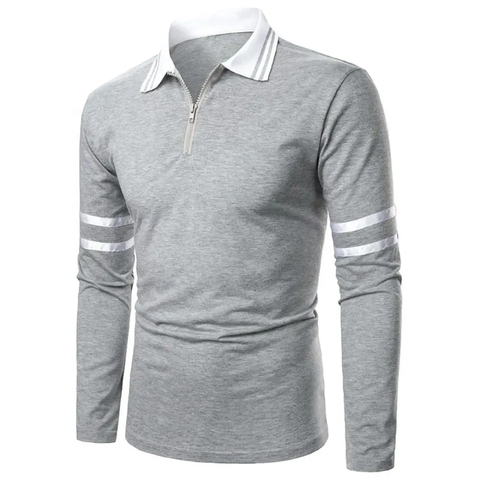 New Fashion Cotton Polo Shirt Men Stand Collar Long Sleeve Men Polo T- Shirt For Sale New High Quality