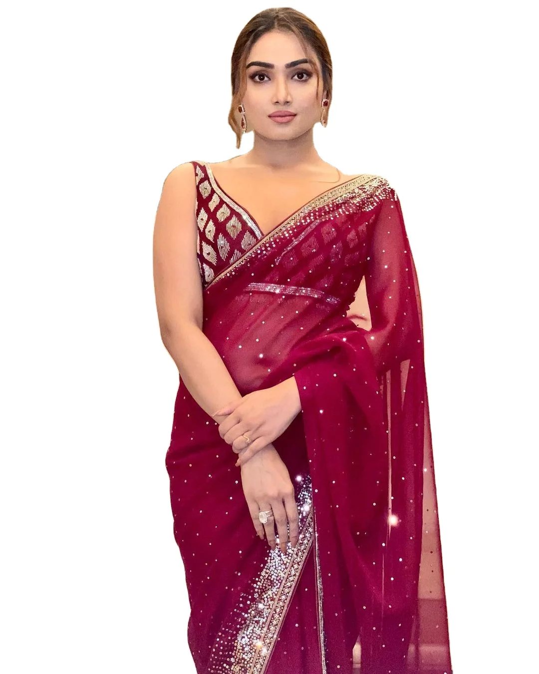 Latest Designer Georgette Sequence Stone Work Saree By Fab Zone