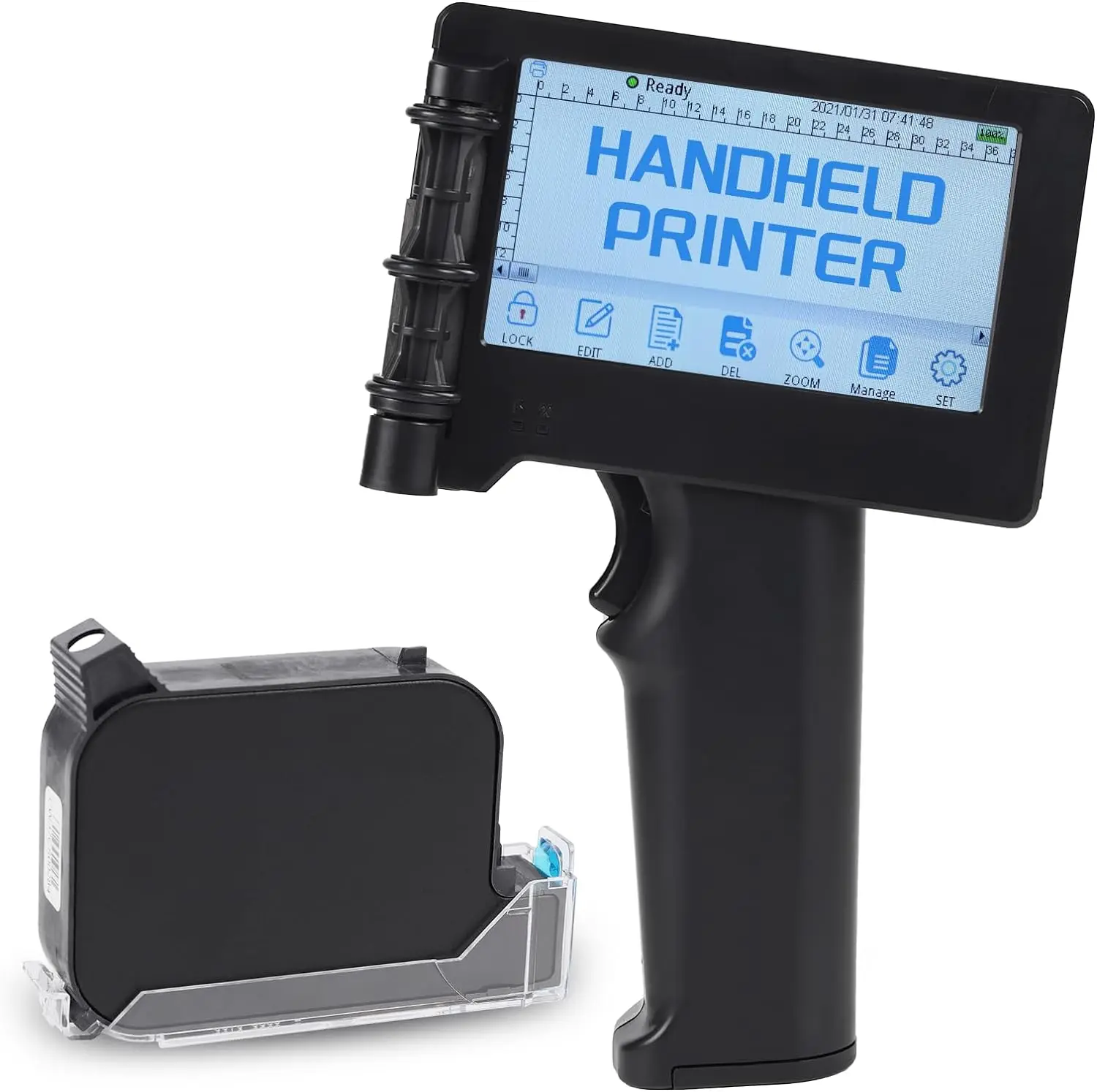 PT3000 Portable Handheld QR Code Barcode Inkjet Printer for Hotels Production Dates Tubes and Leather Items 12.7mm Handle