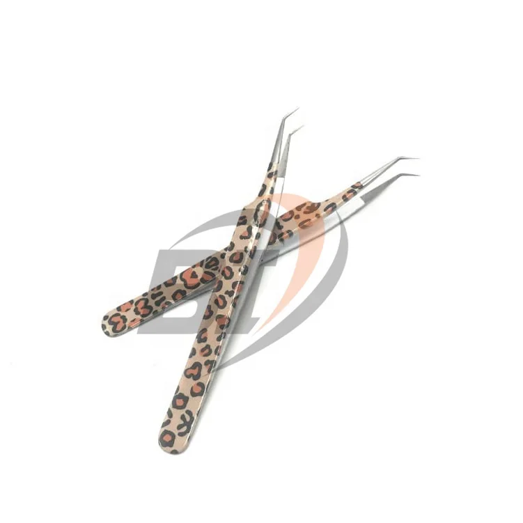 45 Degree Paper Coated Eyelash Extension Tweezers Custom Logo Strong Grip Sustainable Steel Model Applicator