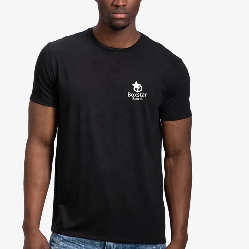 OEM Custom High quality Cotton and Spandex crew neck t black sports wear t shirt for men