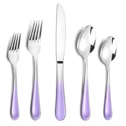Purple Silverware Stainless Steel Flatware Set 20 Piece Tableware Cutlery Sets New Design