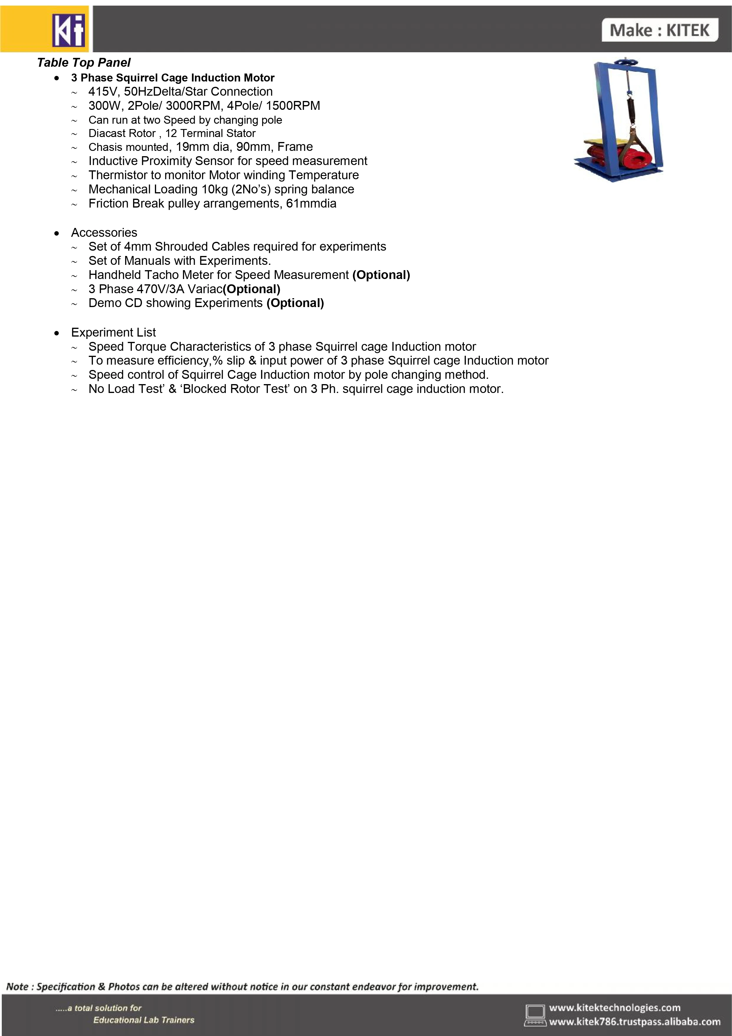 3 Phase Induction Motor Trainer for Educational Purposes