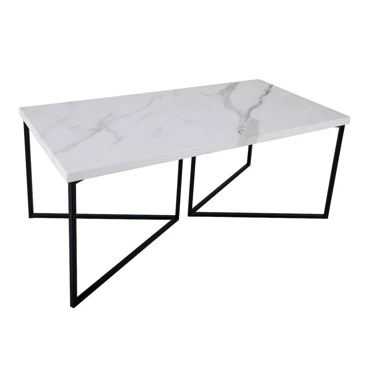 White Marble Top Metal Frame Durable Legs Sustainable Table Housewarming Center Table For Interior & Exterior Use