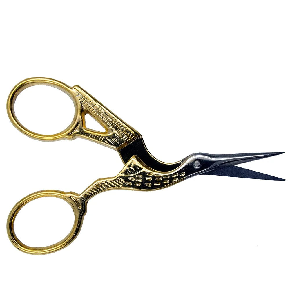 Half Gold Handle Embroidery Scissor Big Crane Scissor Handmade German Stainless Steel Small Scissors