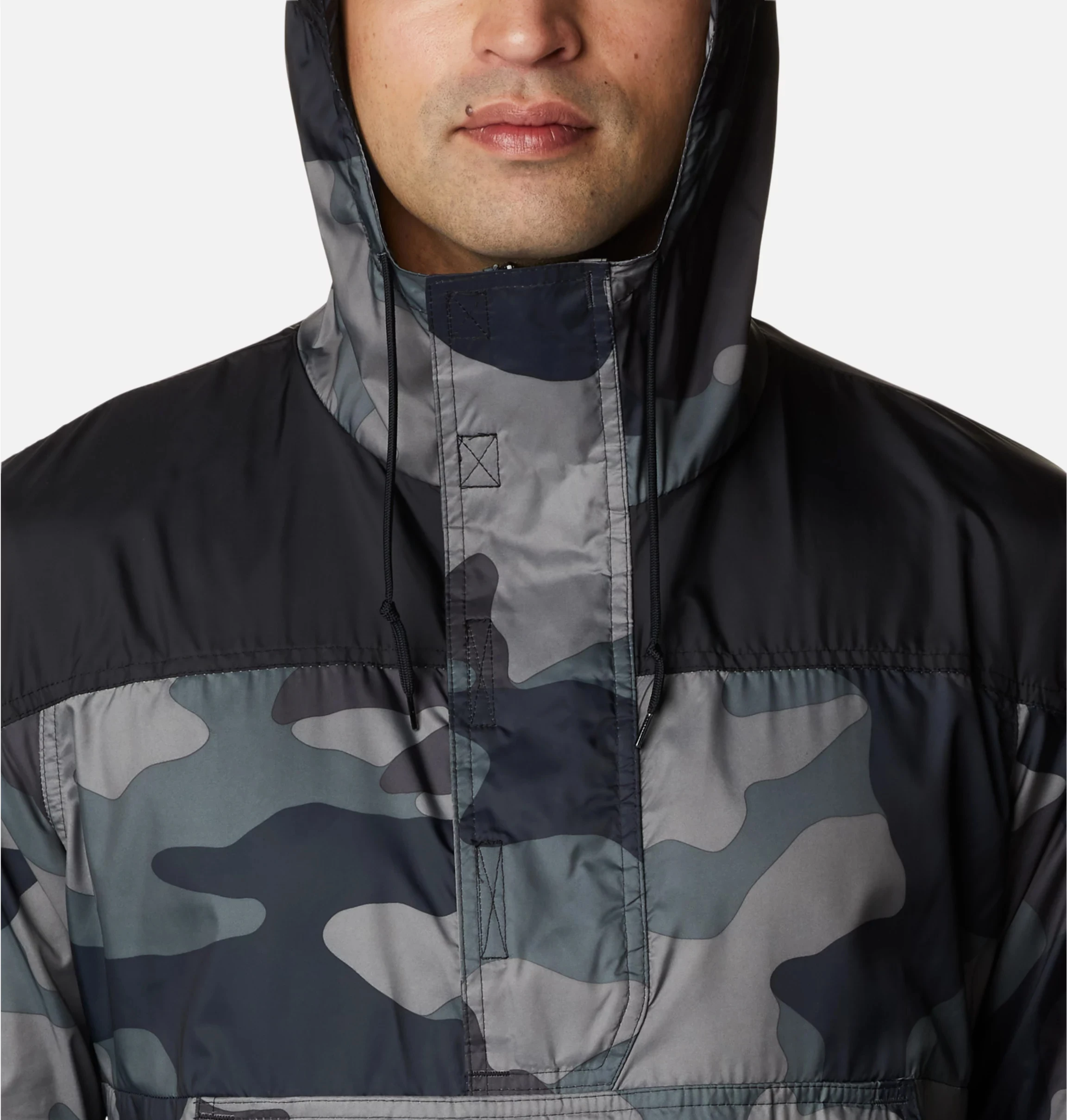 Stomach Pocket All Season Windbreaker Jacket Dark Camo Outdoor Clothing Breathable Quick Dry Pullover Anorak