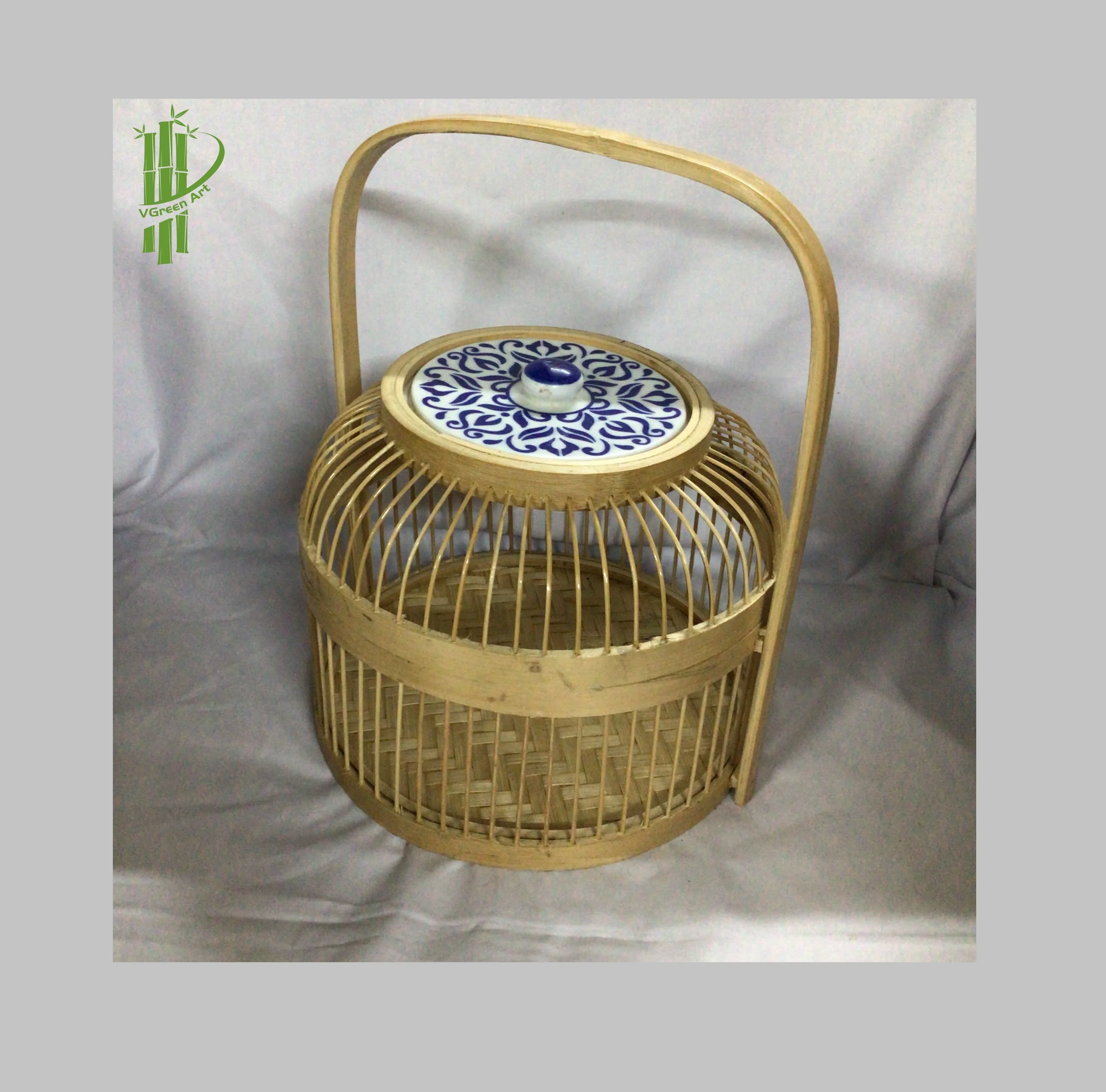 Picnic basket number VGA PC40 handmade bamboo basket VGREENART VIETNAM BRAND