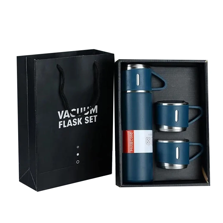Corporate Business Gift Box Set Drinkware Set Thermos Vacuum Flask Stainless Steel Water Bottle Custom Logo Luxury with 2 Cup