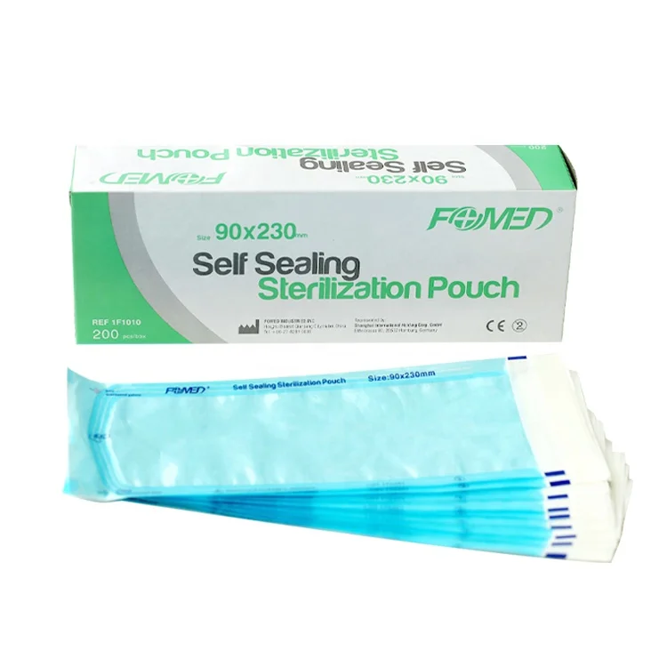 Medical grade steam OE sterile 1000 self sealing sterilization pouch bag clear blue for nail tools