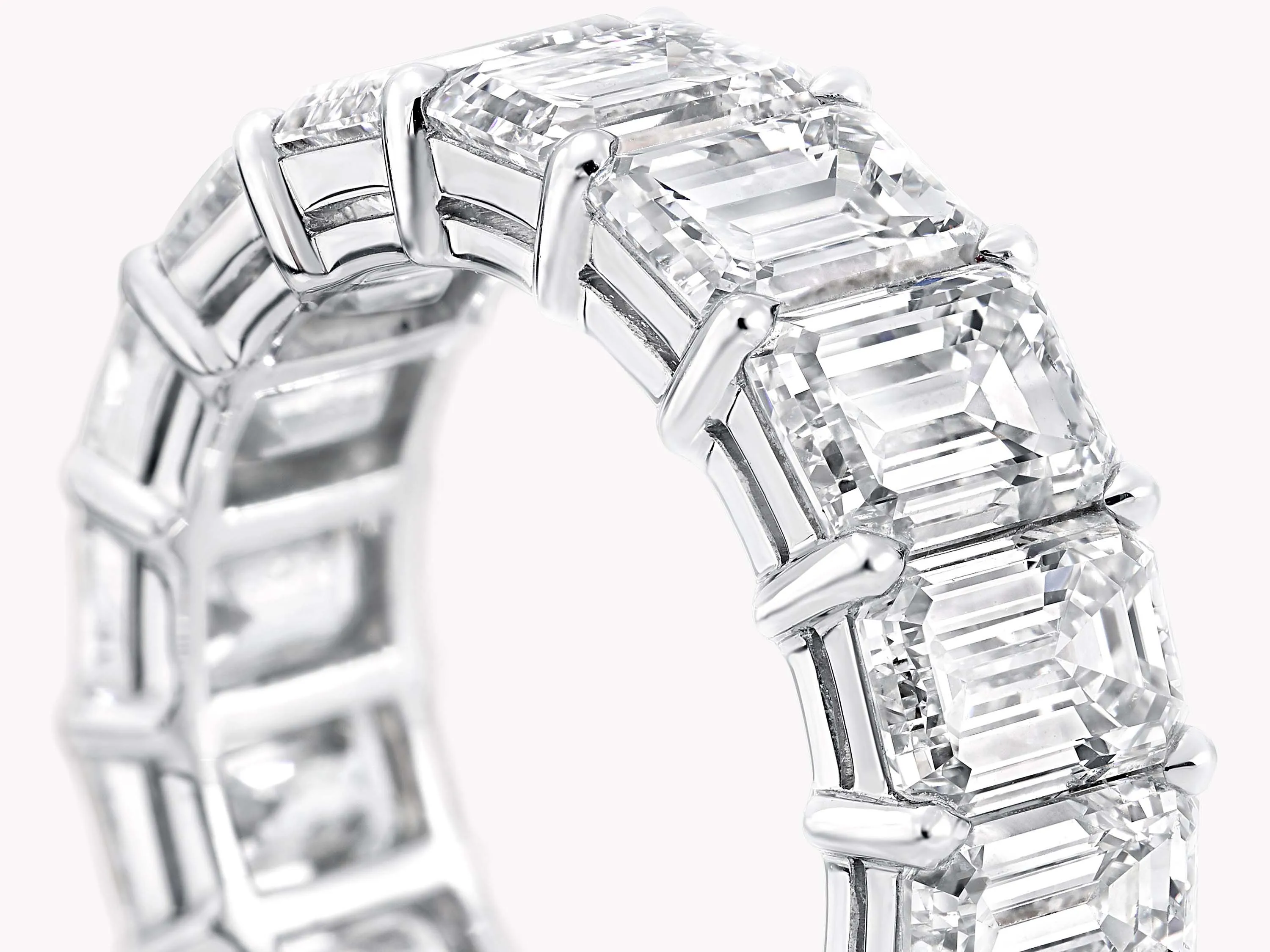 Emerald Cut Eternity Full Band Engagement Ring Lab Grown Diamond IGI Certified CVD Polished  Diamond