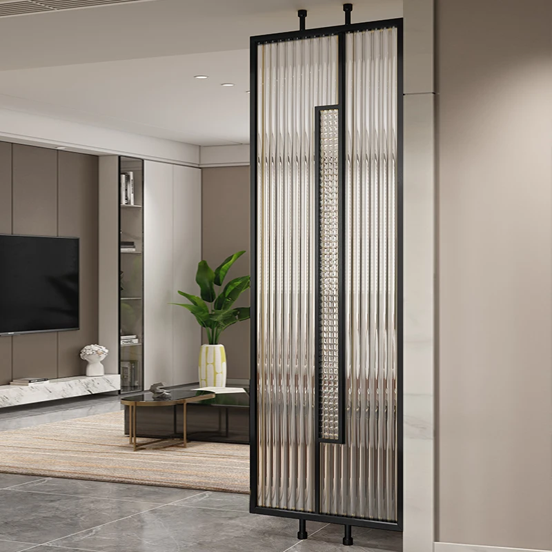 Custom Made Light Luxury Art Glass Wall Panel Stainless Steel Deco Room Dividers Screens Partitions