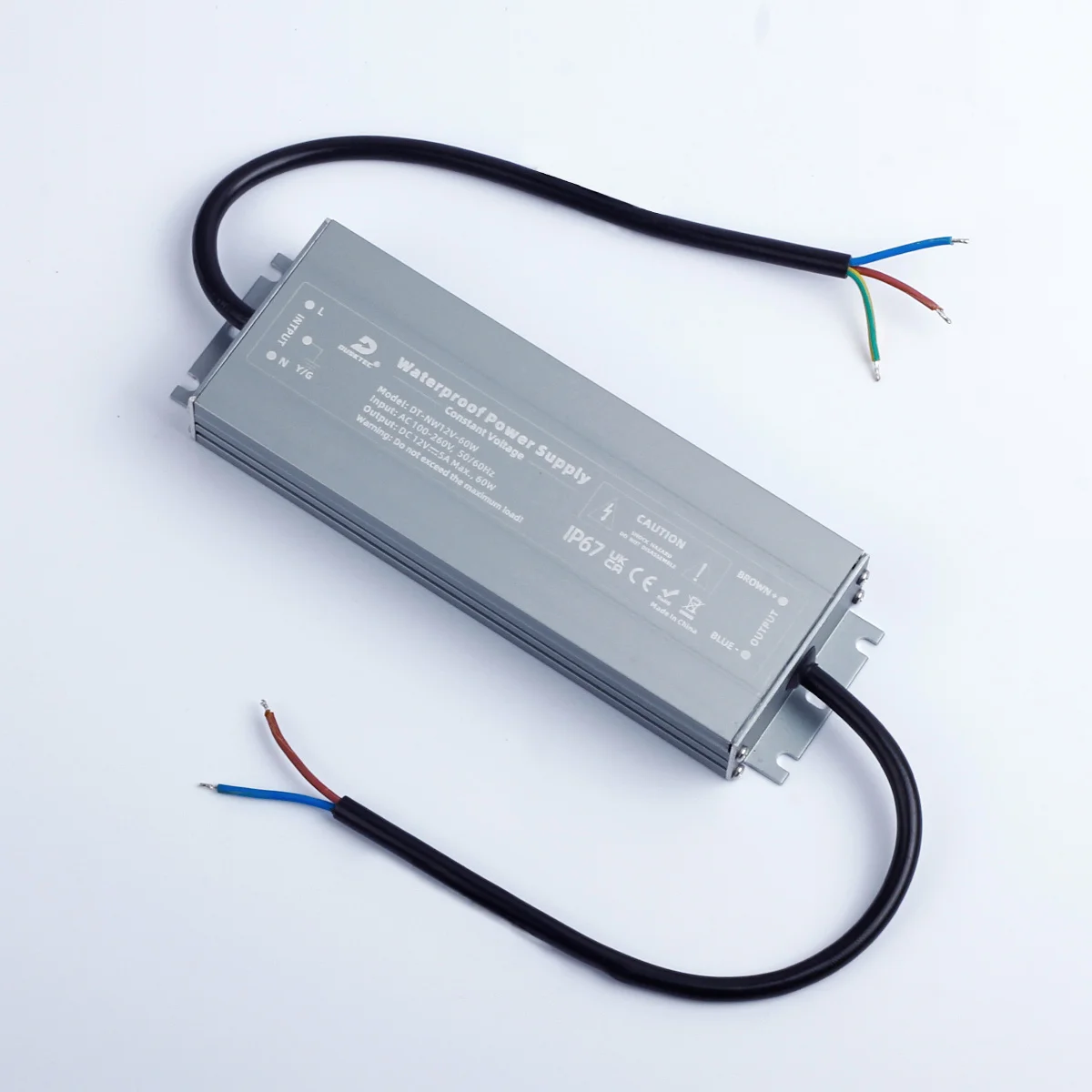 DUSKTEC IP67 Waterproof Class 2 Constant Voltage DC 12-24V Volt Regulated Transformer Switching Power Supply for CCTV Camera Set