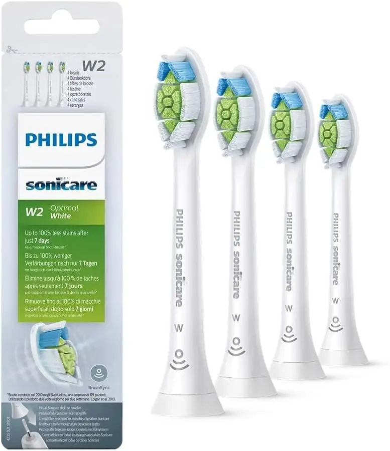Original Philips Sonicare DiamondClean Replacement Toothbrush Heads, HX6064/95, BrushSync Technology, Black, 4 Count