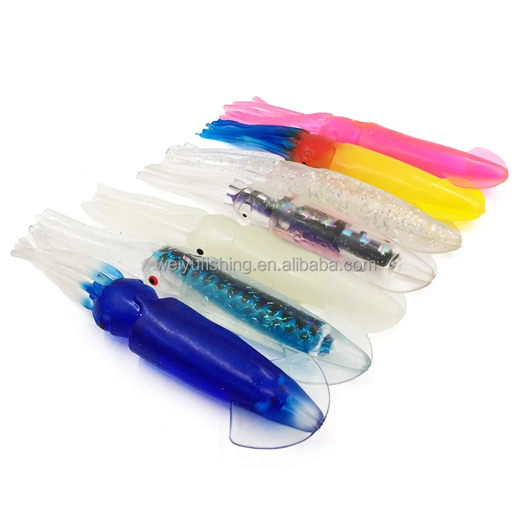 OEM 15cm soft plastic rubber squids wholesale trolling fishing lures tuna marlin PVC fishing tackle