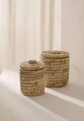 Date Leaf Straw Basket Handmade New Eco-friendly Material Handmade Storage Premier Housewares Natural Round Flower Basket