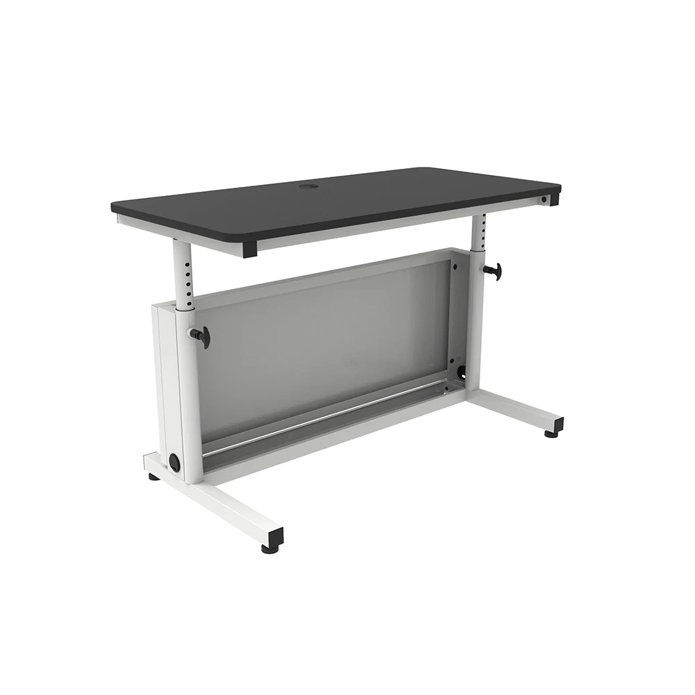 VersaDesk Deluxe Height Adjustable Computer Table Black Surface/ White Frame