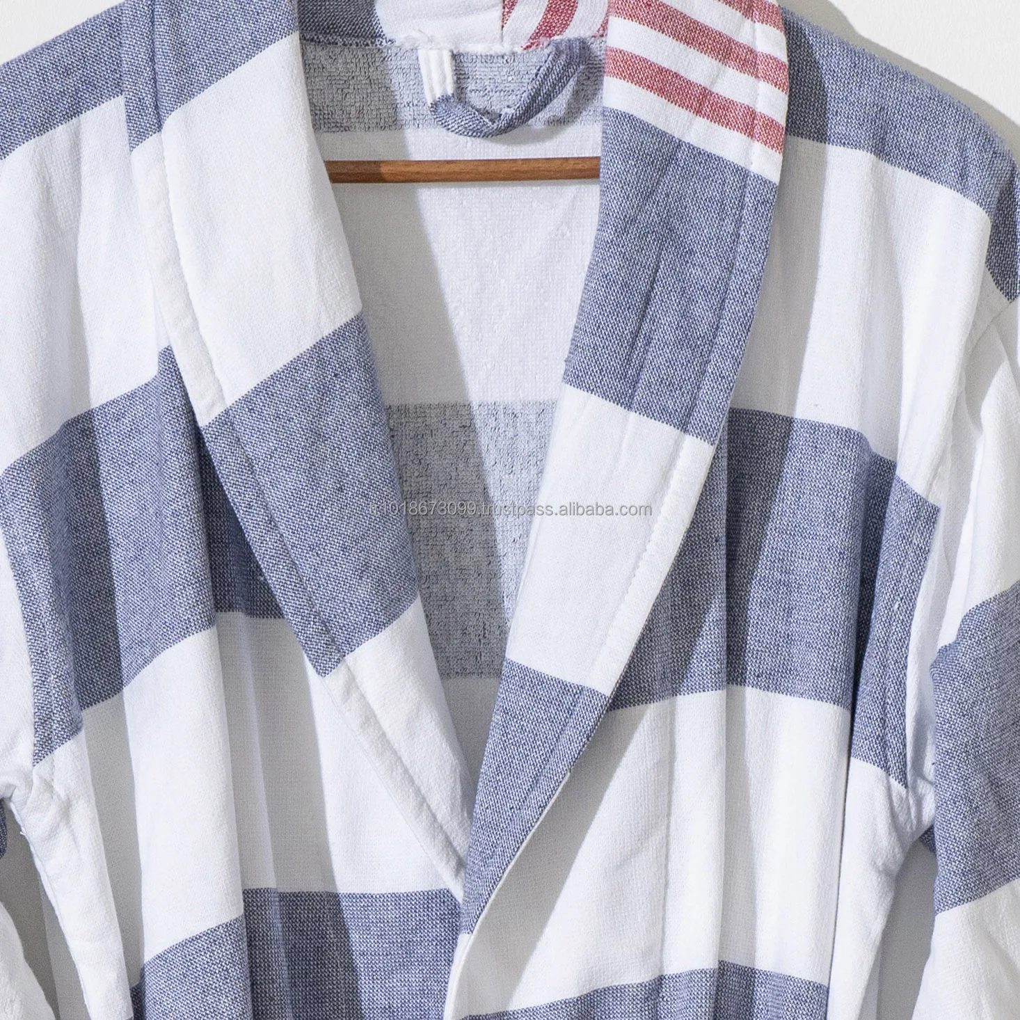Unisex Cotton Bathrobe Breathable Fabric Light Weight Quick Dry Summer All Year Sleepwear Lounge Wear With Terry Backing