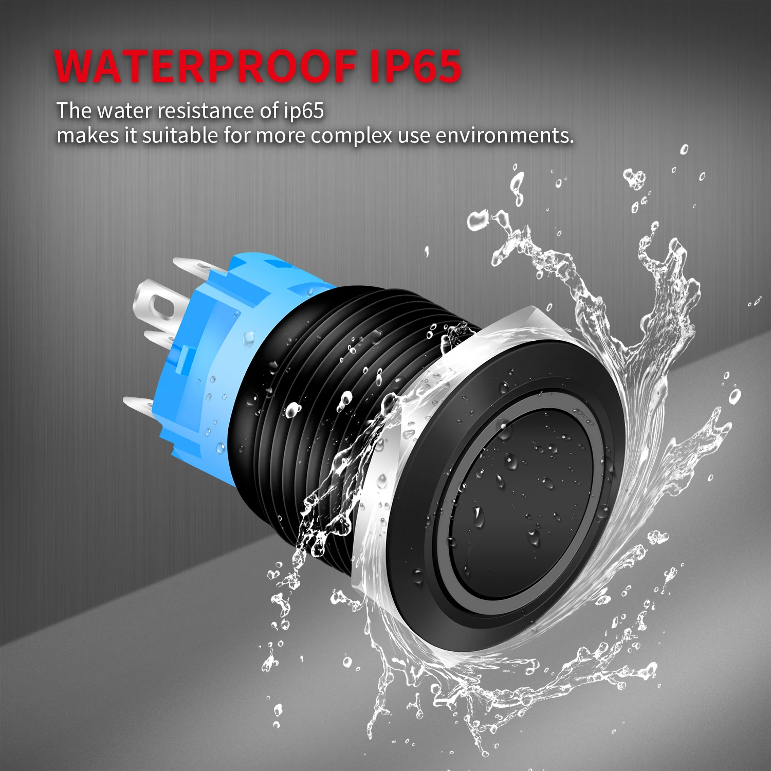 DaierTek 19mm IP65 1NO 1NC 5 Pins Lighted Waterproof Latching Metal Push Button Switch With 12V Blue LED For Car