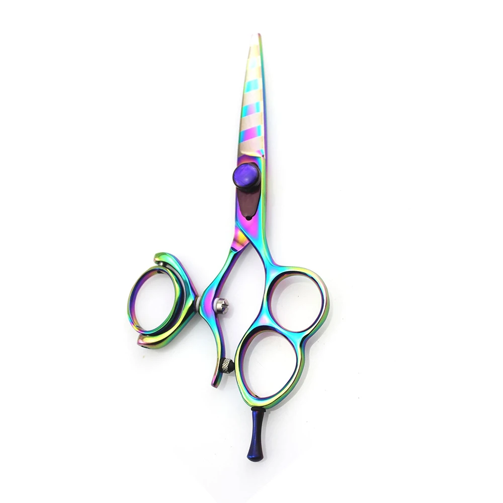 Three Ring Hair Cutting Scissors Rainbow Color Coated Barber Shear Hair Cutting Scissors For Salon And Home Use