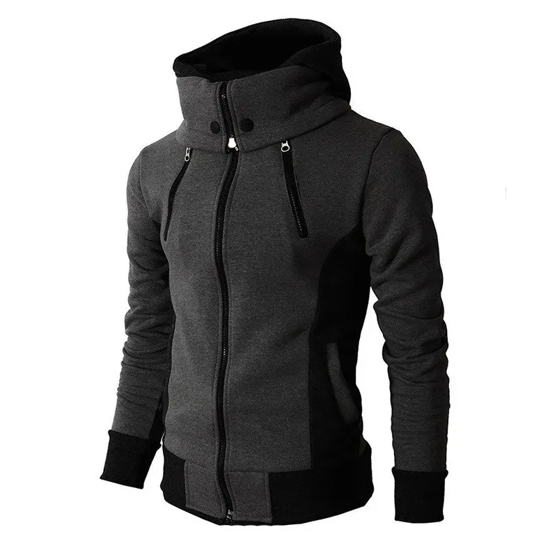 2024 New Men Hoodies Casual Hoodies for Men with Zip Pockets Full Zip Long Sleeve Sweatshirt Sports Hooded Jacket
